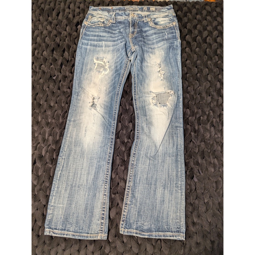 Miss Me JE8021B3X Distressed Bootcut Light Wash Jeans Size 34X35